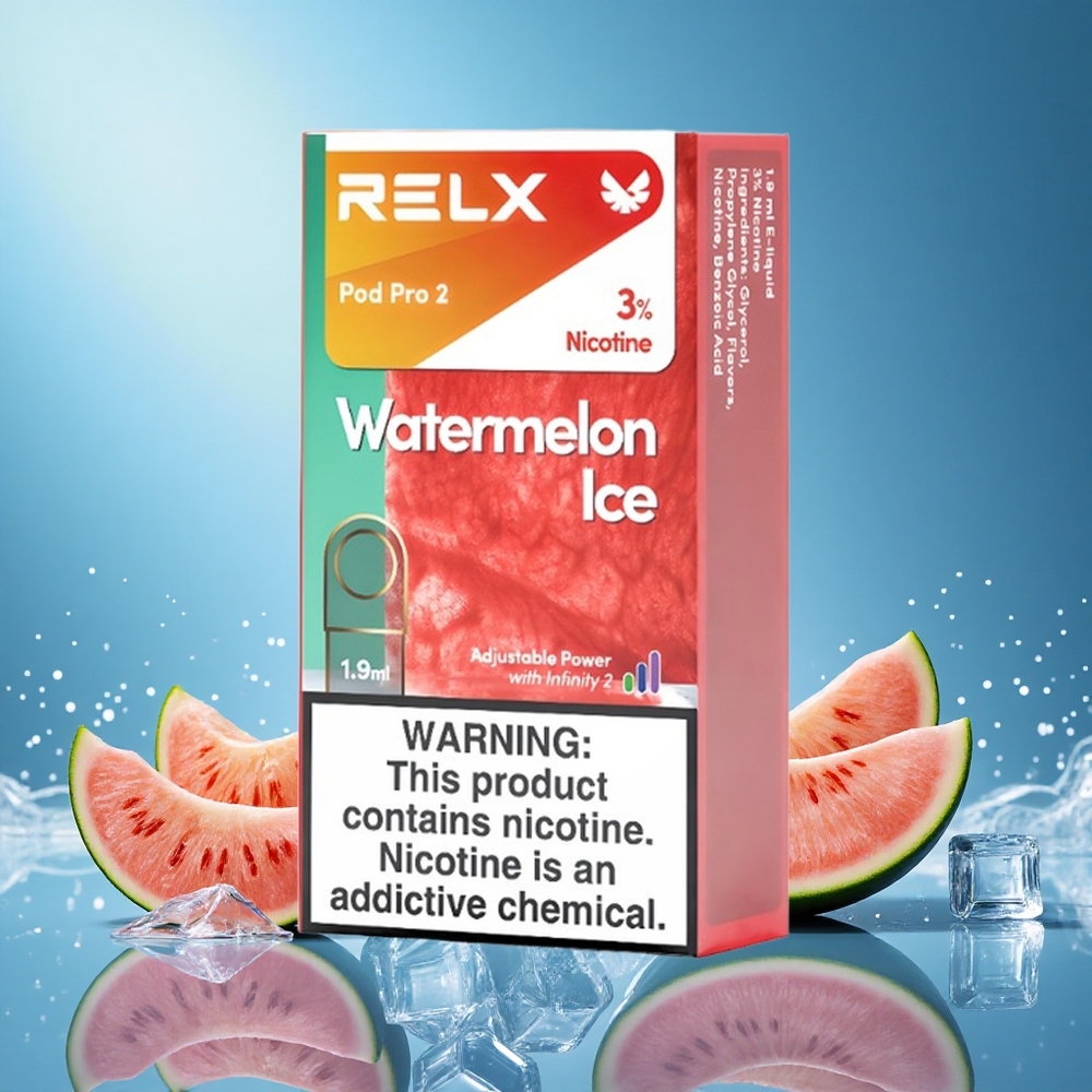 RELX Pod Pro 2 600 Puffs Watermelon Ice 3% Nicotine 1.9ml 3 Voltage Modes grossiste puff