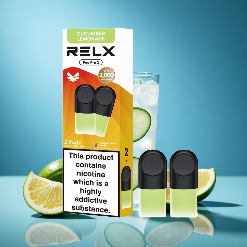Relx Pod Pro 2 600 Puffs Beverage-Cucumber Lemonade 1.8% Nicotine 1.9ml 3 Voltage Modes grossiste puff