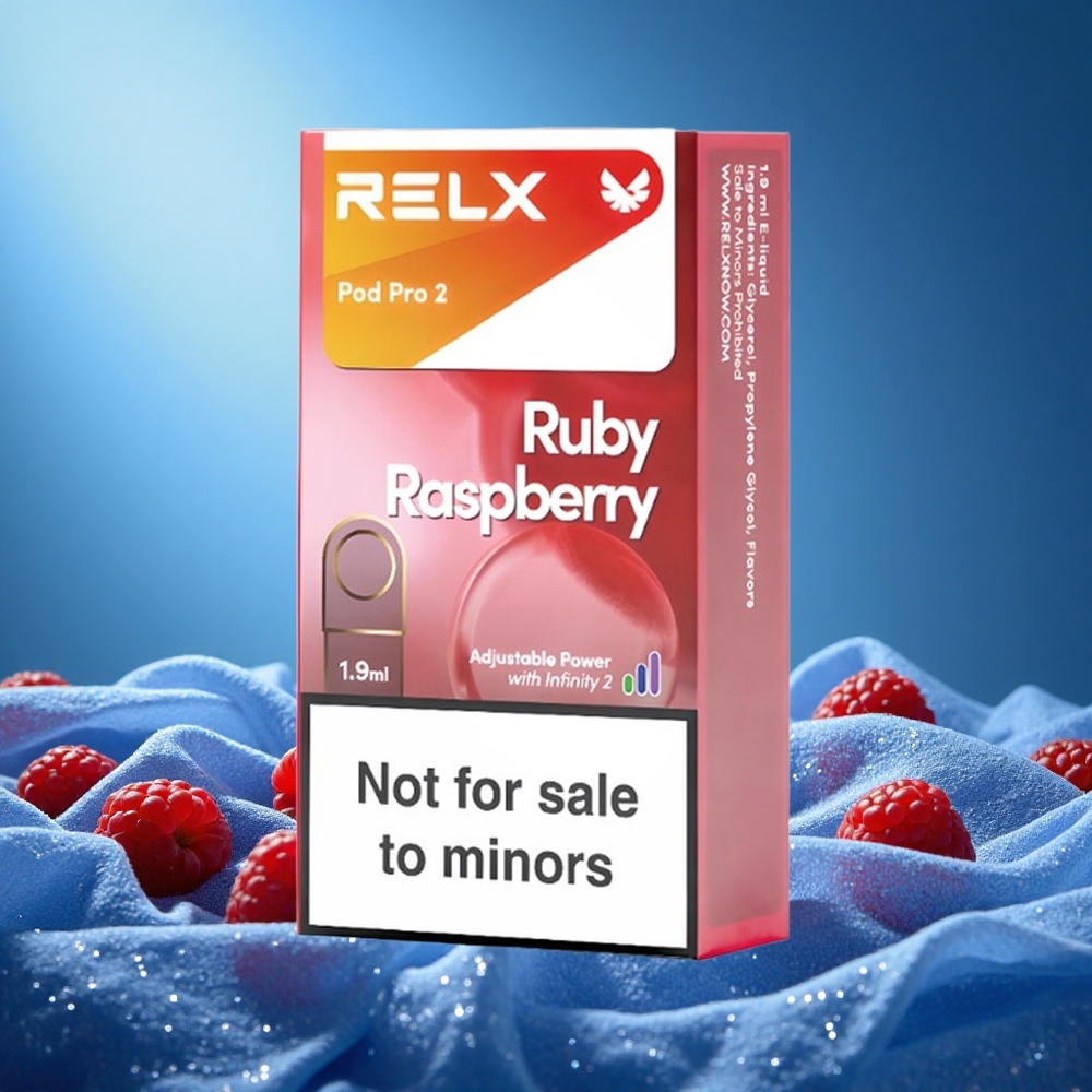 Relx Pod Pro 2 600 Puffs Blue Raspberry 0% Nicotine 1.9ml 3 Voltage Modes grossiste puff