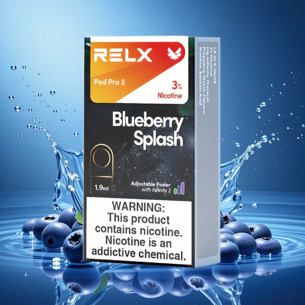 Relx Pod Pro 2 600 Puffs Blueberry Splash 3% Nicotine 1.9ml 3 Voltage Modes grossiste puff