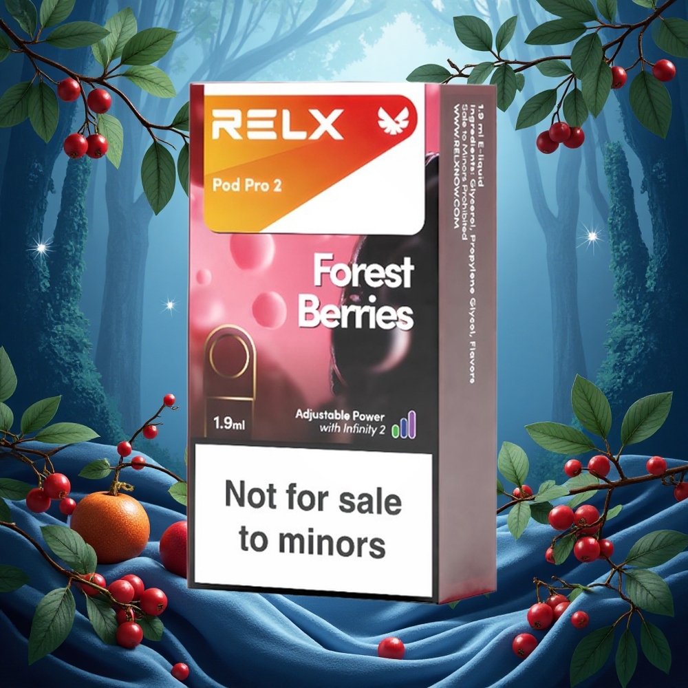 Relx Pod Pro 2 600 Puffs Forest Berries 0% Nicotine 1.9ml Vape Capacity 3 Voltage Modes grossiste puff 2 Pods/Pack