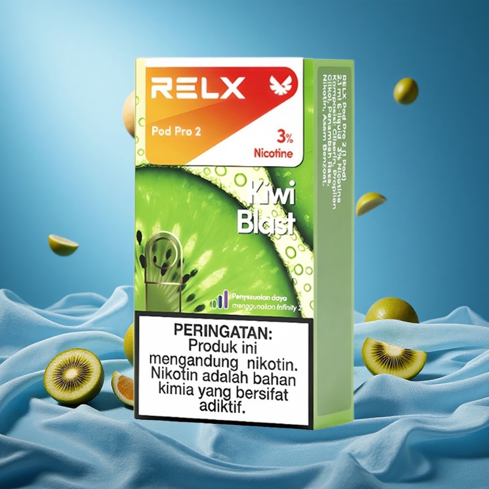 Relx Pod Pro 2 600 Puffs Kiwi Blast 3% Nicotine 1.9ml 3 Voltage Modes grossiste puff