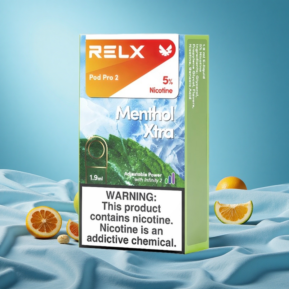Relx Pod Pro 2 600 Puffs Menthol Xtra 5% Nicotine 1.9ml 3 Voltage Modes grossiste puff