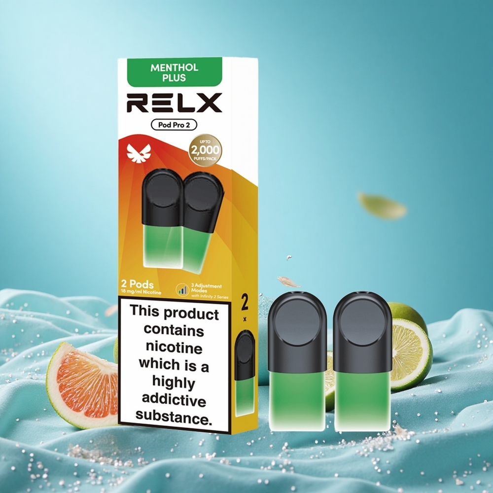 Relx Pod Pro 2 600 Puffs Mint-Menthol Plus 1.8% Nicotine 1.9ml 3 Voltage Modes grossiste puff