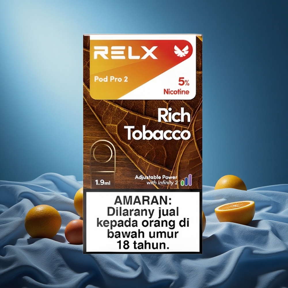 Relx Pod Pro 2 600 Puffs Rich Tobacco 5% Nicotine 1.9ml Vape Capacity 3 Voltage Modes grossiste puff 2 Pods/Pack