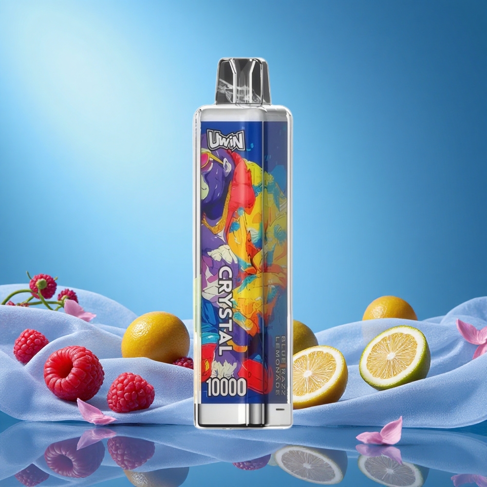 Uwin Crystal 10000 Puffs Blue Razz Lemonade Disposable Vape with 5% Nicotine Type-C Fast Charging 0.8 Ohm Mesh Coil grossiste puff