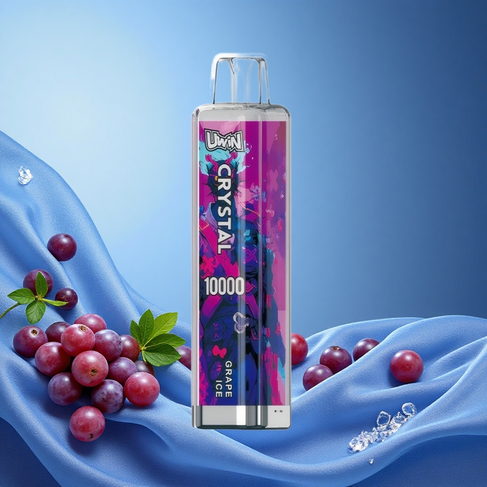 Uwin Crystal 10000 Puffs Disposable Vape Grape Ice with RGB Lights Type-C Fast Charging 0.8 Ohm Mesh Coil grossiste puff