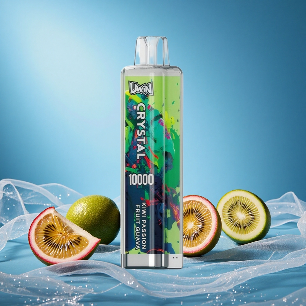 Uwin Crystal 10000 Puffs Kiwi Passion Fruit Guava RGB Lights 18ml 650mAh Type-C Mesh Coil grossiste puff