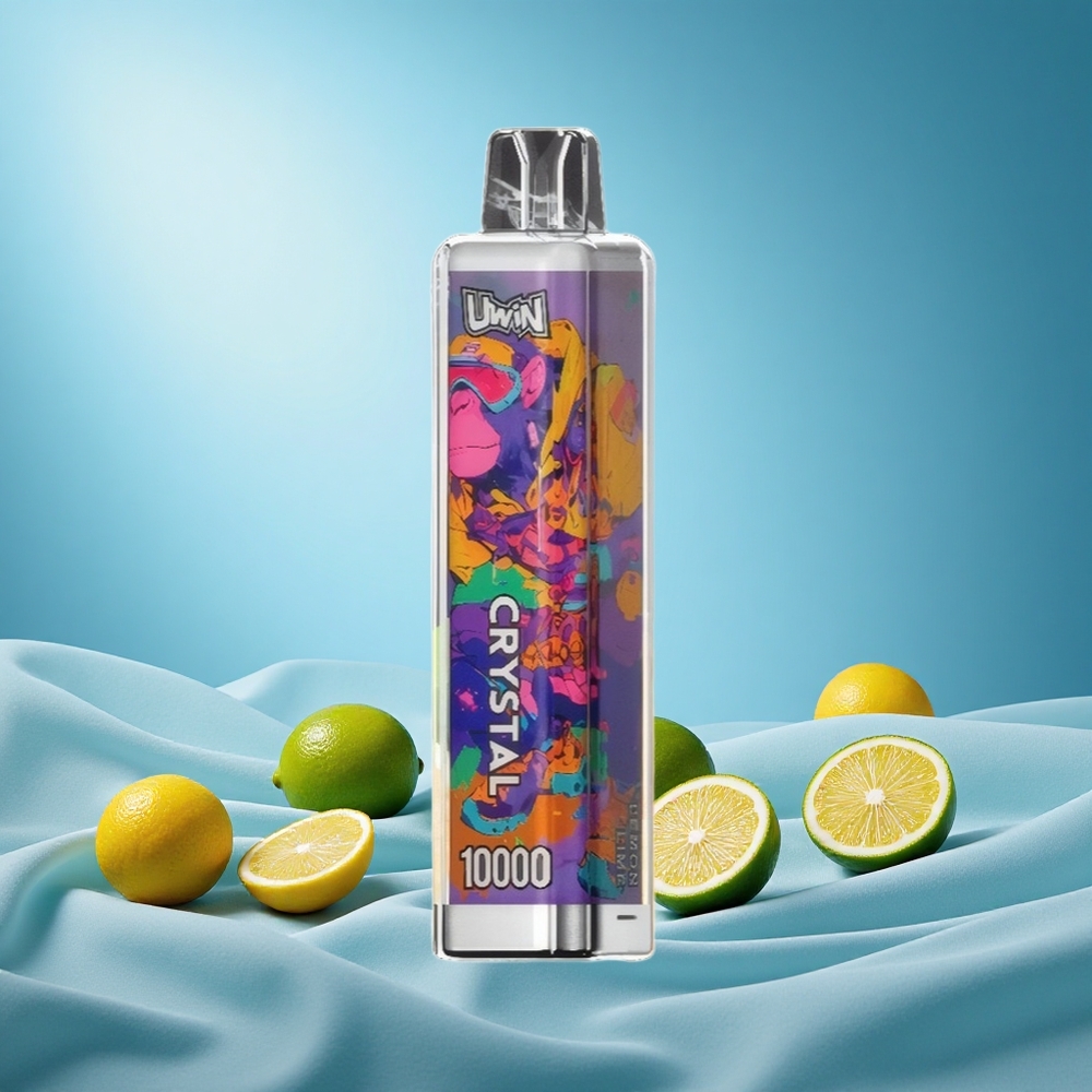 Uwin Crystal 10000 Puffs Lemon Lime Disposable Vape with RGB Lights 18ml 650mAh Type-C Fast Charging 0.8 Ohm Mesh Coil grossiste puff