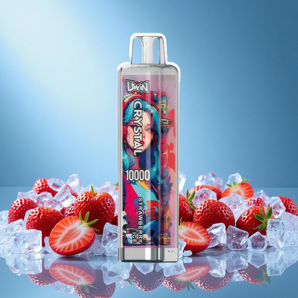 Uwin Crystal 10000 Puffs RGB Fast Charging Disposable Vape Strawberry Ice grossiste puff