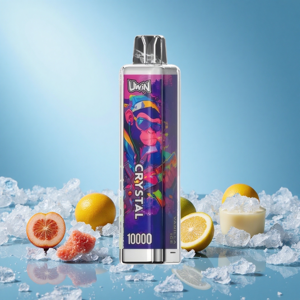 Uwin Crystal 10000 Puffs RGB Type-C Fast Charging Vanilla Ice Disposable Vape 0%/2%/3%/5% Nicotine grossiste puff