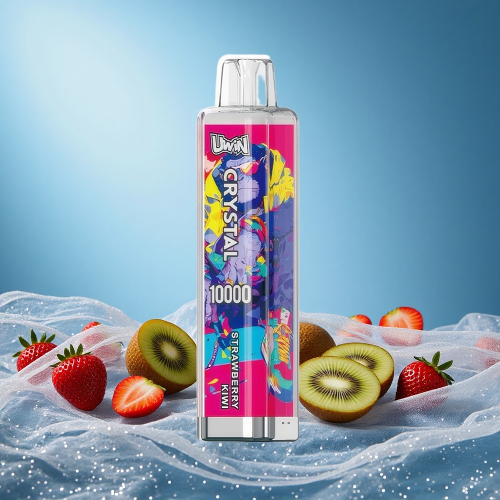 Uwin Crystal 10000 Puffs Strawberry Kiwi RGB Lights 18ml 650mAh Type-C Fast Charging 0.8 Ohm Mesh Coil grossiste puff