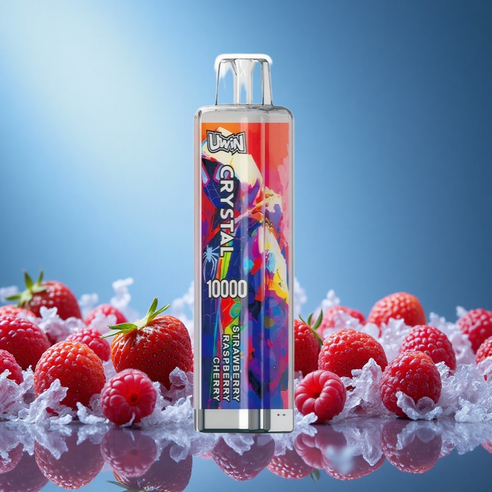 Uwin Crystal 10000 Puffs Strawberry Raspberry Cherry 18mL 650mAh Type-C RGB Lights 0.8 Ohm Mesh Coil grossiste puff