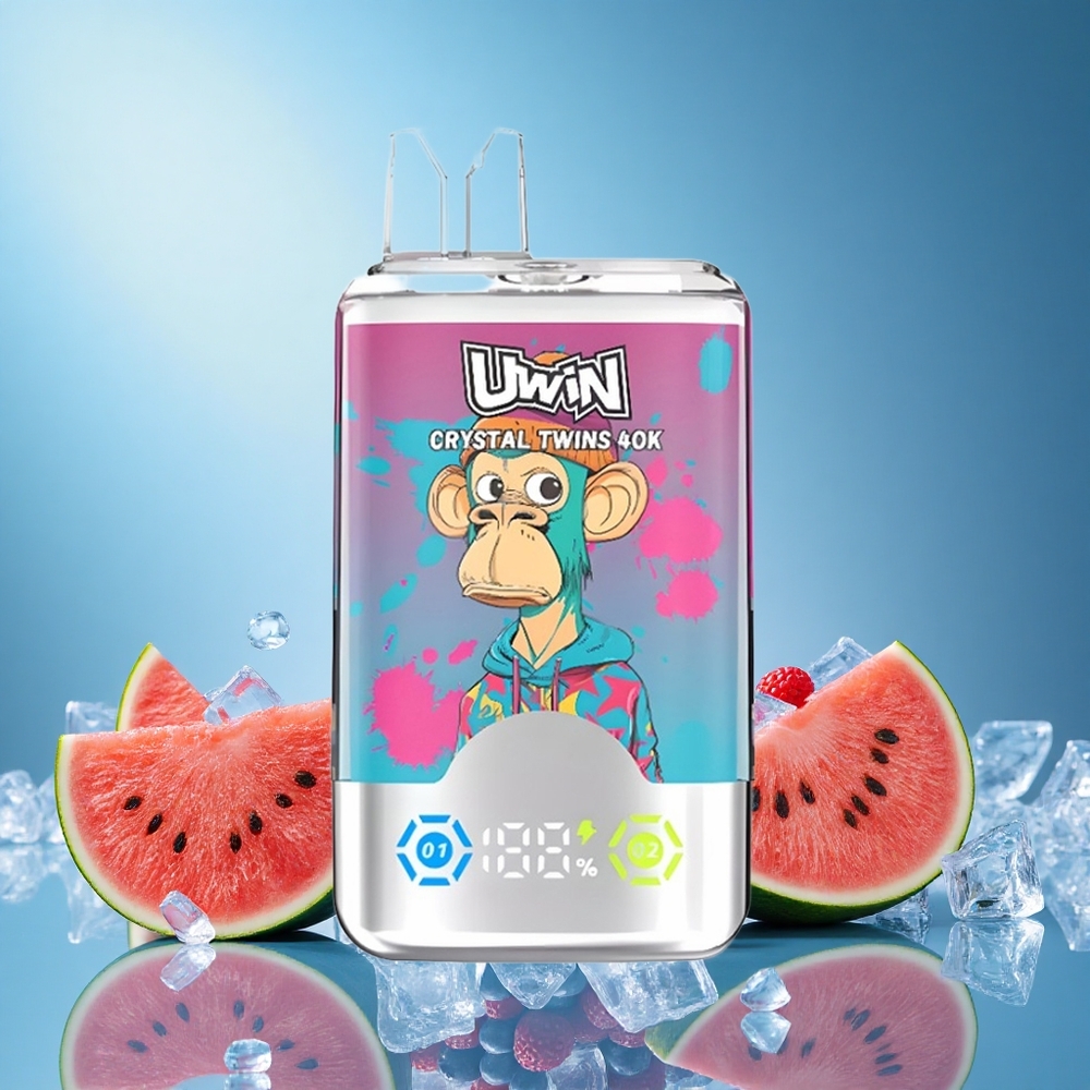 Uwin Crystal Twins 40000 Puffs Disposable Vape Watermelon Ice Mixed Berries Type-C Rechargeablegrossiste puff