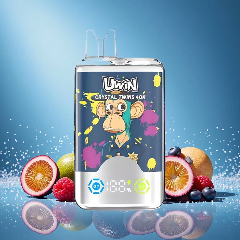 Uwin Crystal Twins 40000 Puffs Kiwi Passion Fruit Guava Blueberry Raspberry Disposable Vape with 0%/2%/3%/5% Nicotine grossiste puff