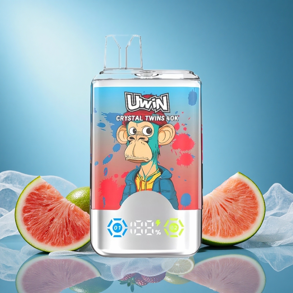 Uwin Crystal Twins 40000 Puffs Strawberry Watermelon Lemon Lime Nicotine 0%/2%/3%/5% Two Flavors grossiste puff