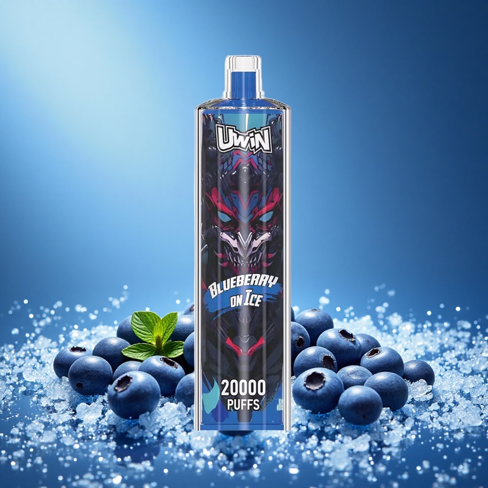 Uwin Shisha Hookah Crystal 20000 Puffs Blueberry On Ice Mesh Coil 22ml 650mAh Type-C Rechargeable DTL grossiste puff