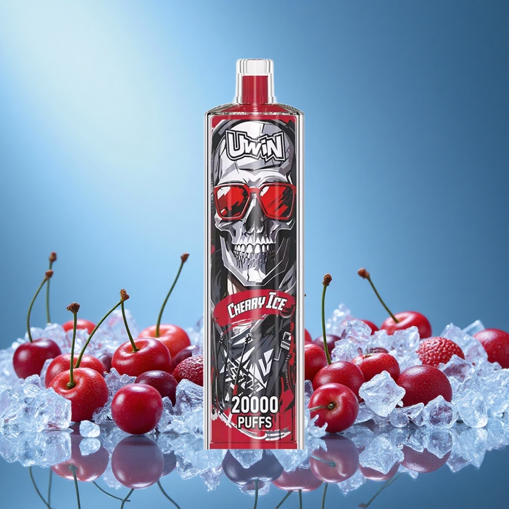 Uwin Shisha Hookah Crystal 20000 Puffs Cherry Ice DTL Mesh Coil 22ml 650mAh Type-C Rechargeable grossiste puff