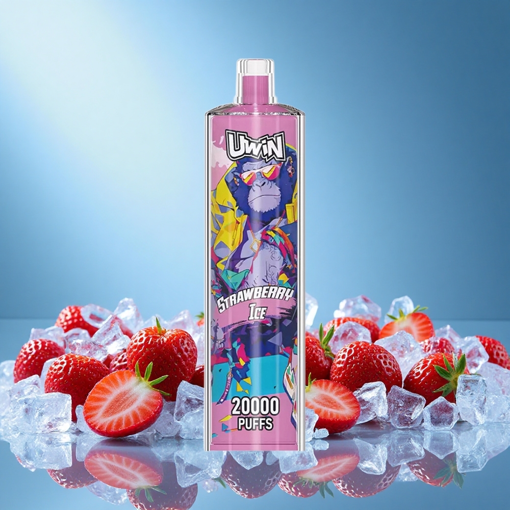 Uwin Shisha Hookah Crystal 20000 Puffs Strawberry Ice 22ml Mesh Coil Type-C Rechargeable 650mAh Battery DTL SMOK grossiste puff