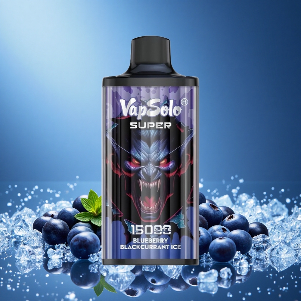 Vapsolo Super 15000 Puffs 40ml 850mAh Mesh Coil Type-C Disposable Vape Blueberry Blackcurrant Ice grossiste puff