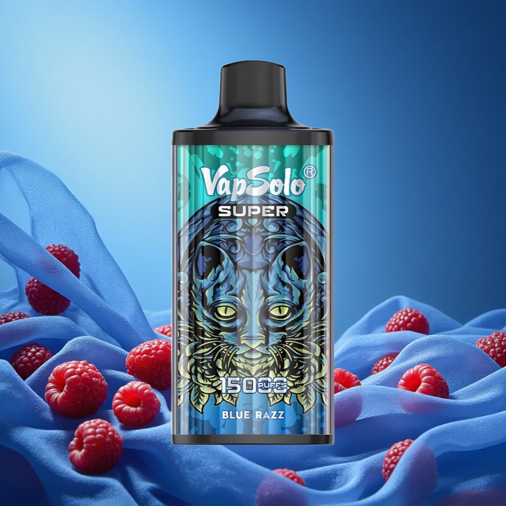Vapsolo Super 15000 Puffs 40ml 850mah Mesh Coil Type-C Blue Razz Disposable Vape grossiste puff