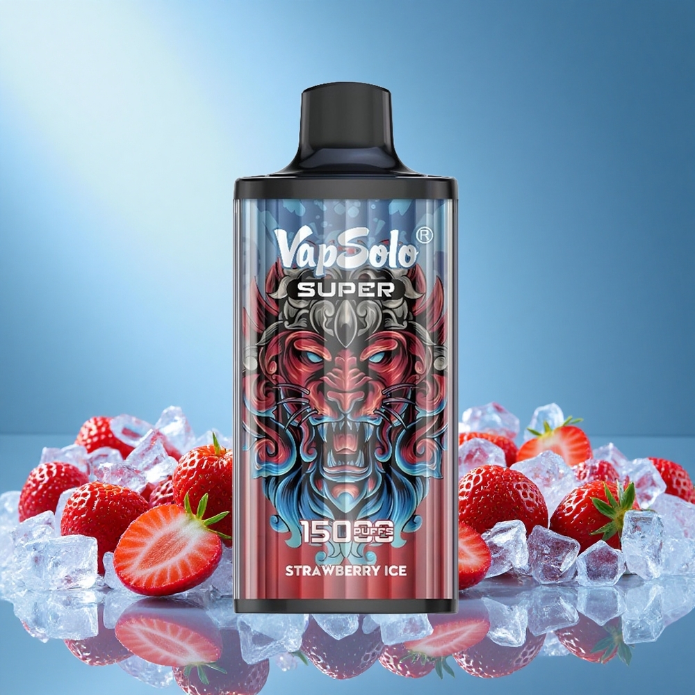 Vapsolo Super 15000 Puffs 40ml 850mah Mesh Coil Type-C Disposable Vape Strawberry Ice grossiste puff