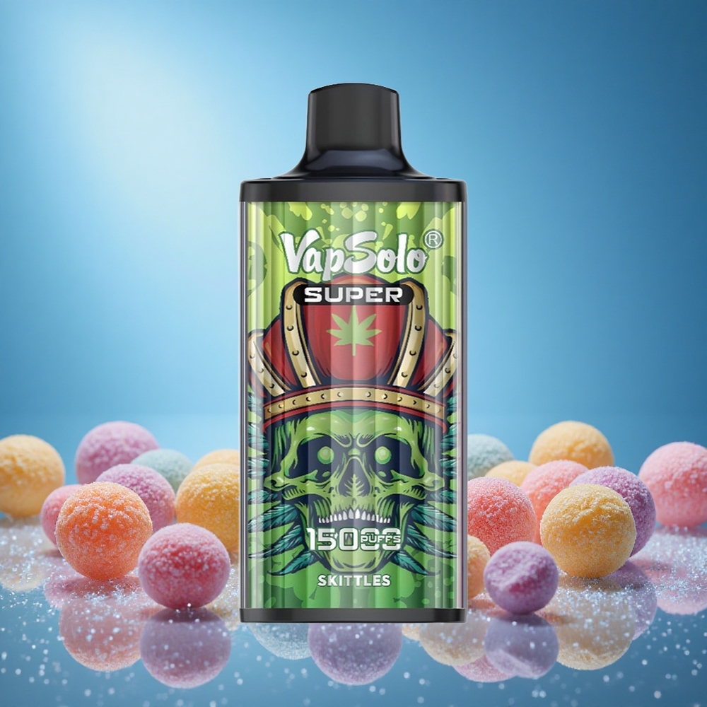 Vapsolo Super 15000 Puffs 40ml Skittles Disposable Vape 850mAh Mesh Coil Type-C Charging 20mg/50mg Nicotine Strength grossiste puff