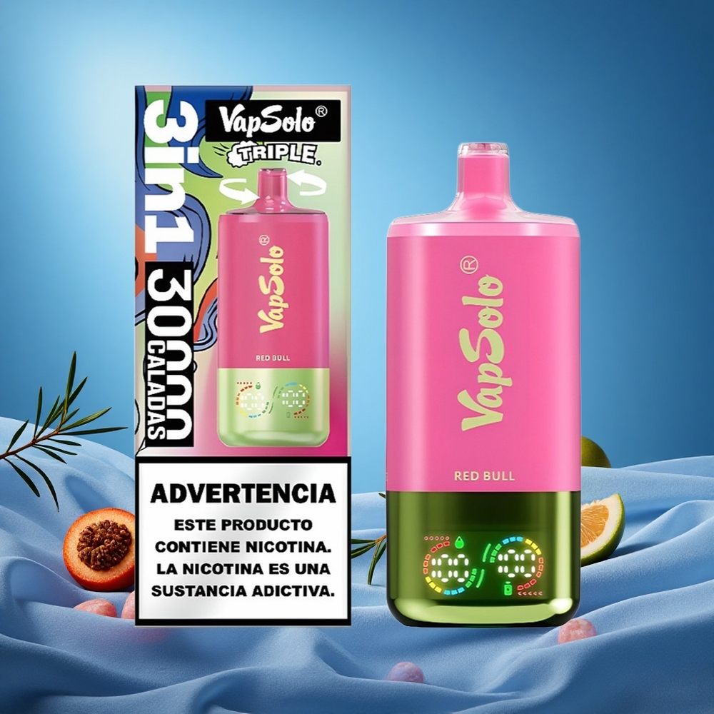 VapSolo Triple 30000 Puffs 40ml 3 Oil Tanks Type-C Red Bull grossiste puff