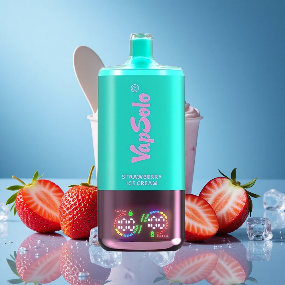 Vapsolo Triple 30000 Puffs 40ml 3 Oil Tanks Type-C Strawberry Ice Cream grossiste puff