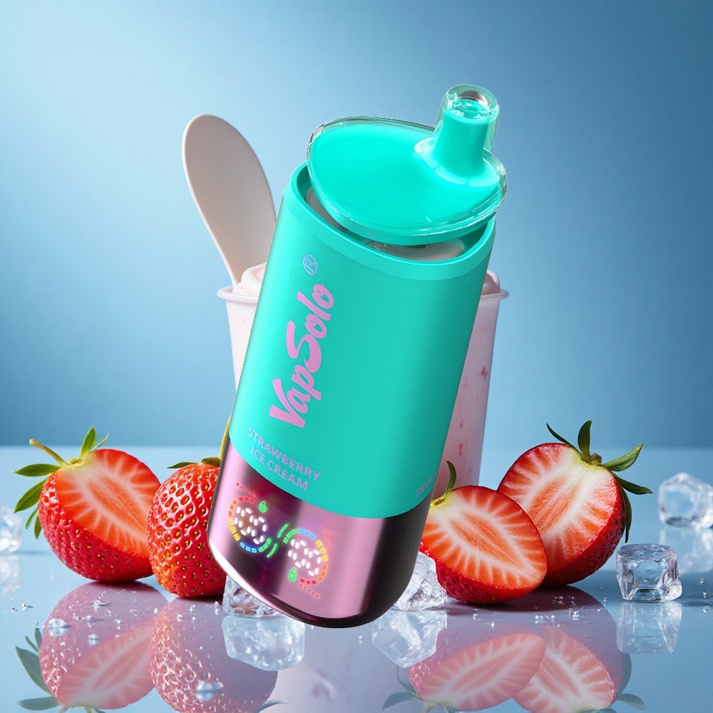 Vapsolo Triple 30000 Puffs 40ml 3 Oil Tanks Type-C Strawberry Ice Cream grossiste puff
