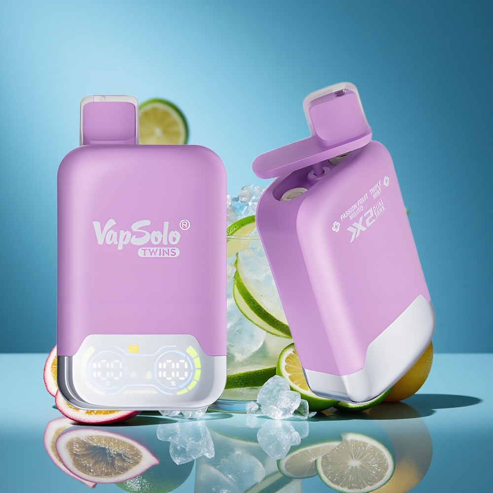 Vapsolo Twins 20000 Puffs 40ml 2 Oil Tanks Type-C Charging Passion Fruit Mojito & Triple Mint Disposable Vape grossiste puff
