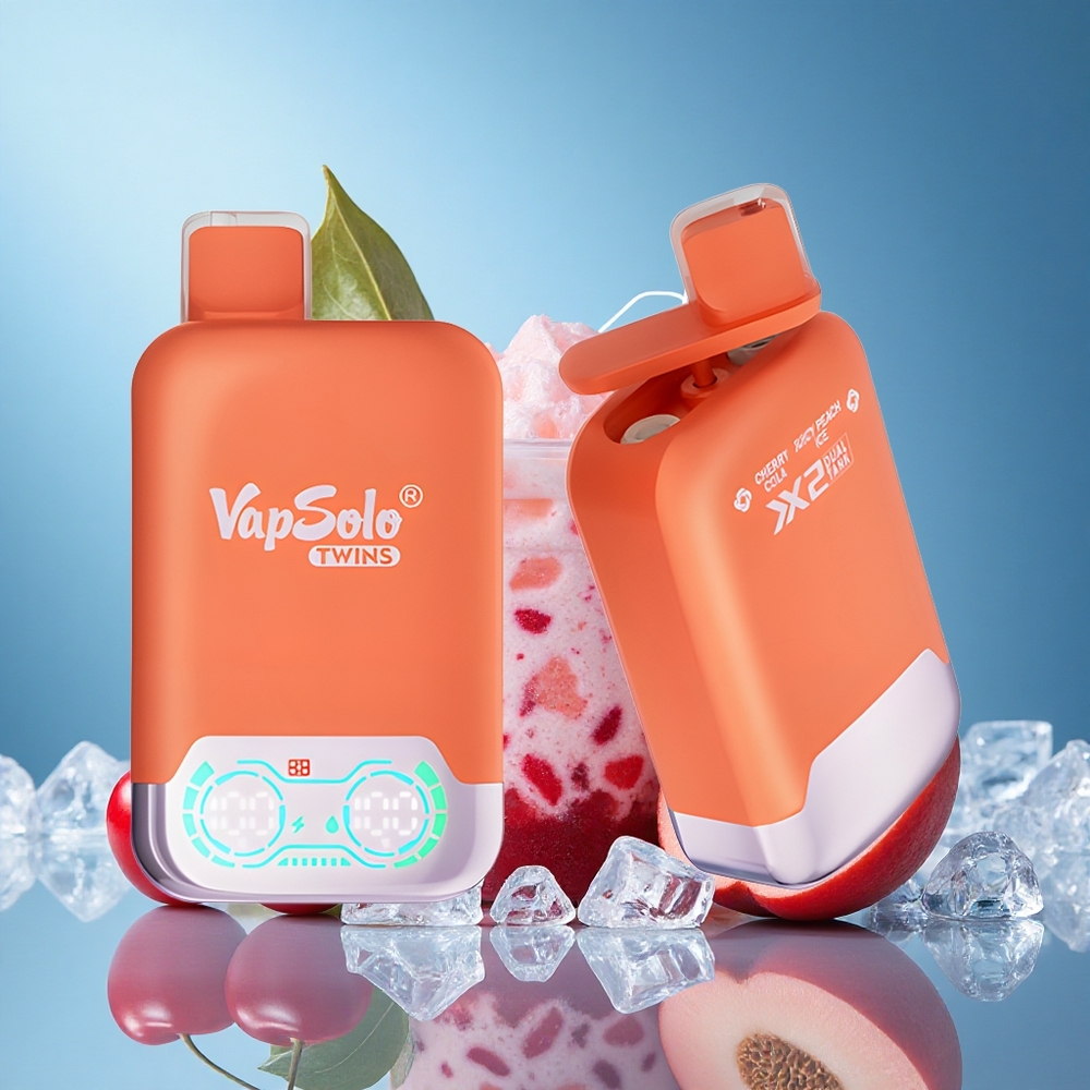 Vapsolo Twins 20000 Puffs 40ml Dual Tank Type-C Charging Cherry Cola & Juicy Peach Ice grossiste puff Disposable Vape