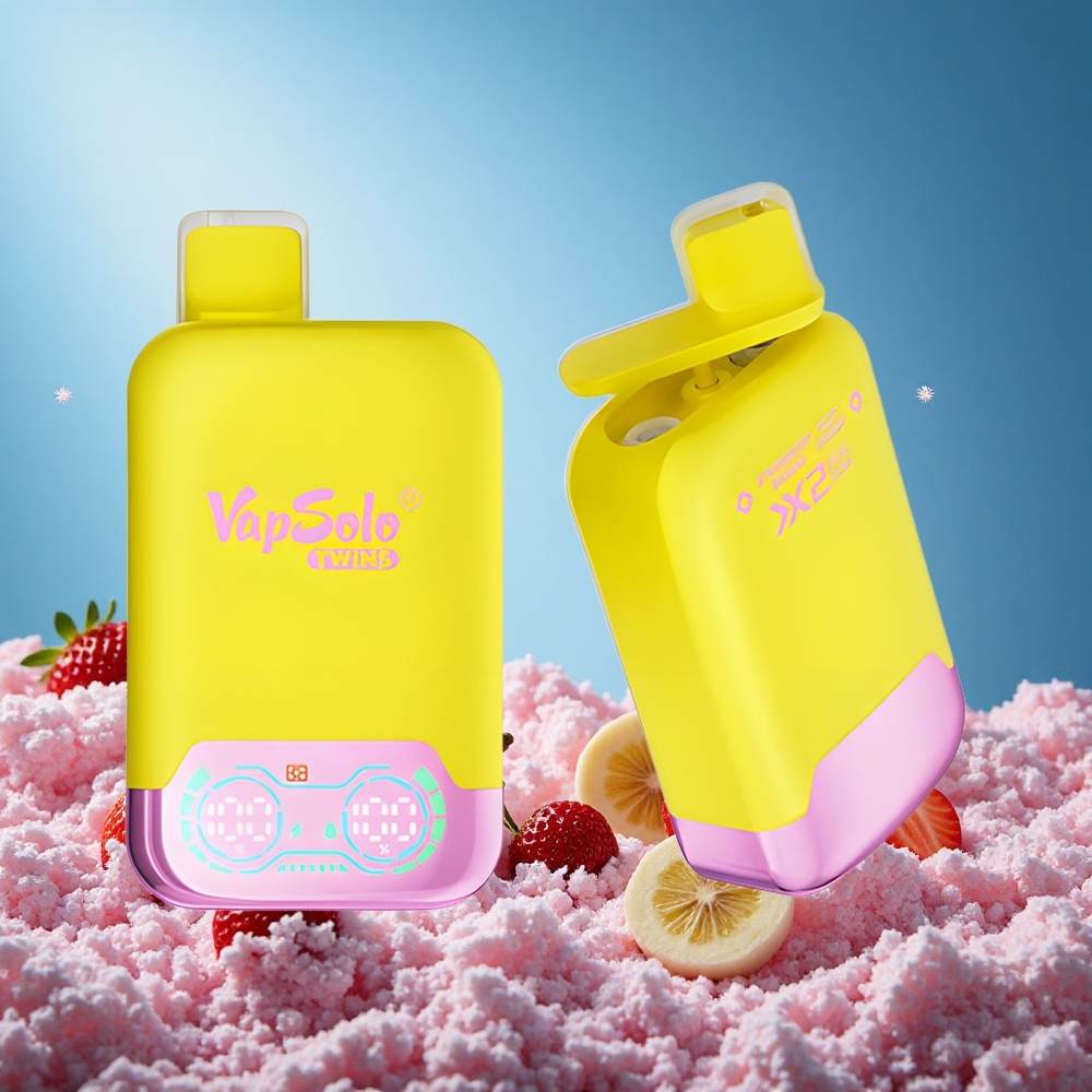 Vapsolo Twins 20000 Puffs 40ml Dual Tank Type-C Charging Strawberry Banana & Fizzy Cherry grossiste puff