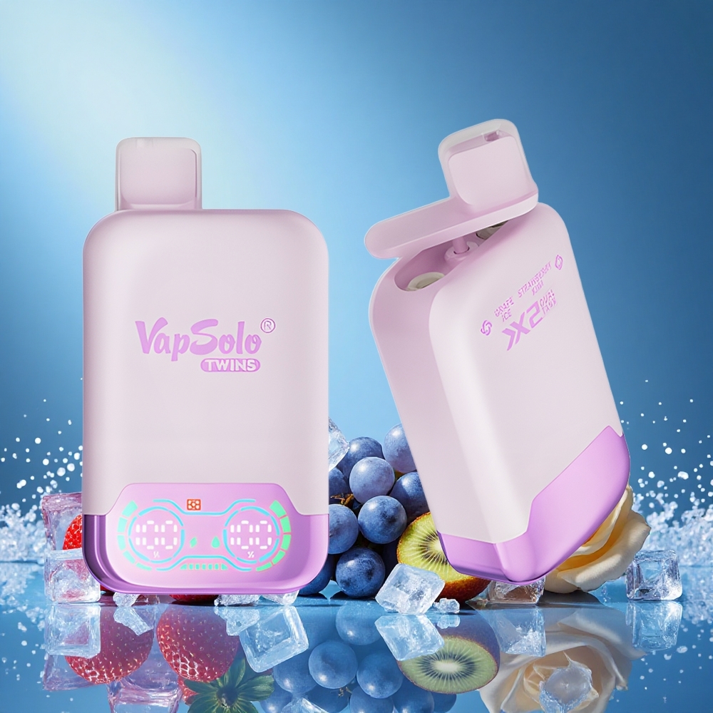 Vapsolo Twins 20000 Puffs 40ml Dual Tank Type-C Grape Ice & Strawberry Kiwi grossiste puff