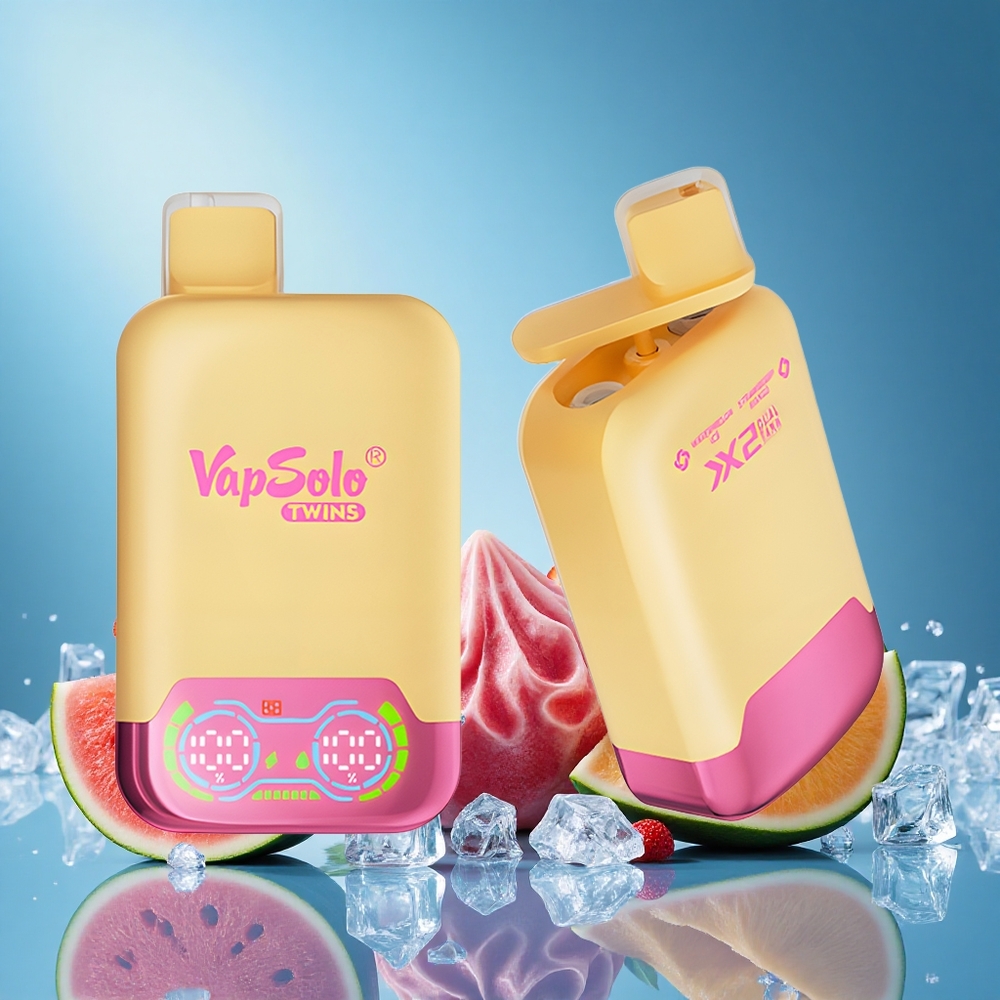 Vapsolo Twins 20000 Puffs 40ml Type-C Dual Tank Disposable Vape Watermelon Ice & Strawberry Mango grossiste puff