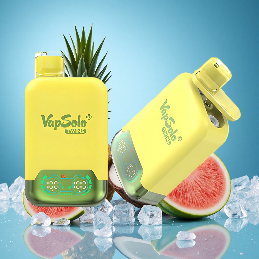 Vapsolo Twins 20000 Puffs Type-C Dual Tank 40ml Pineapple Coconut & Watermelon Ice Disposable Vape grossiste puff