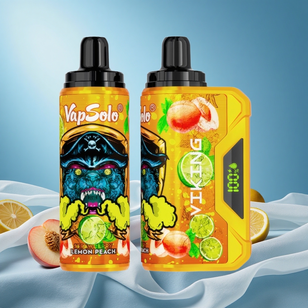 VapSolo VIKING 12000 Puffs 22mL Lemon Peach Disposable Vape with Type-C & LED Display grossiste puff