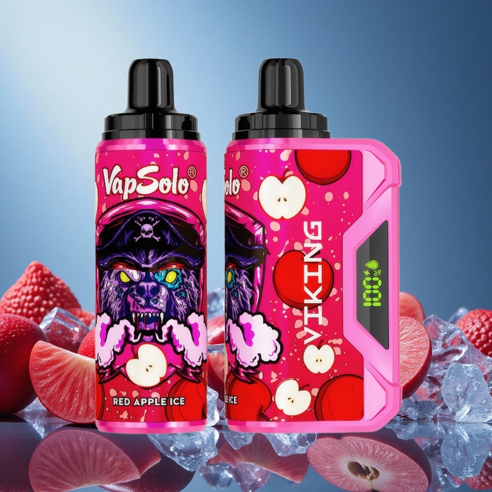VapSolo VIKING 12000 Puffs 22ml Red Apple Ice Disposable Vape with LED Display Type-C grossiste puff