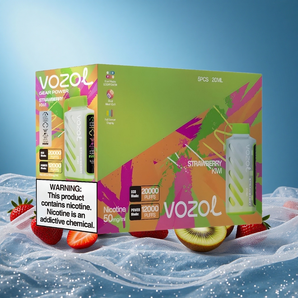 VOZOL Gear 20000 Puffs S.i.L.C. Tech Dual Mesh Coil 20mL Strawberry Kiwi Disposable Vape grossiste puff