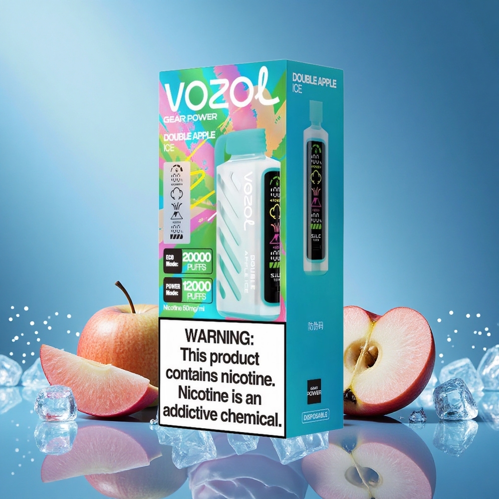 VOZOL Gear Power 20000 Puffs Double Apple Ice Disposable Vape with S.i.L.C. Tech, 5% Nicotine, Full Screen Display, grossiste puff
