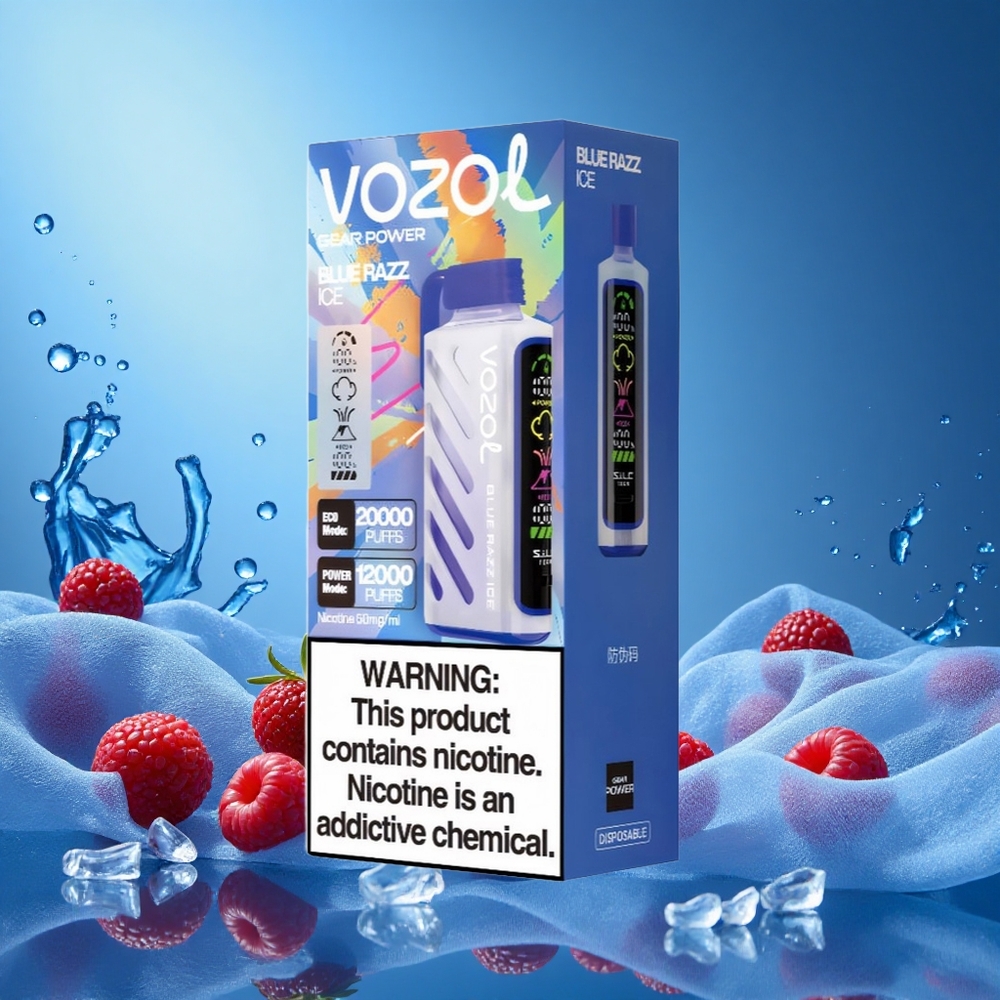 VOZOL Gear Power 20000 Puffs Dual Mesh Coil 20mL Blue Razz Ice grossiste puff