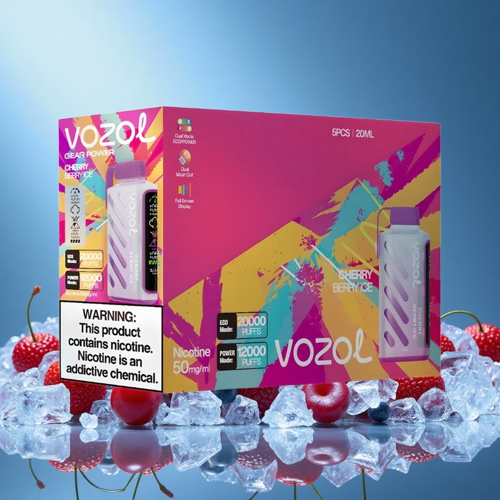 VOZOL Gear Power 20000 Puffs Dual Mesh Coil 20mL Cherry Berry Ice grossiste puff