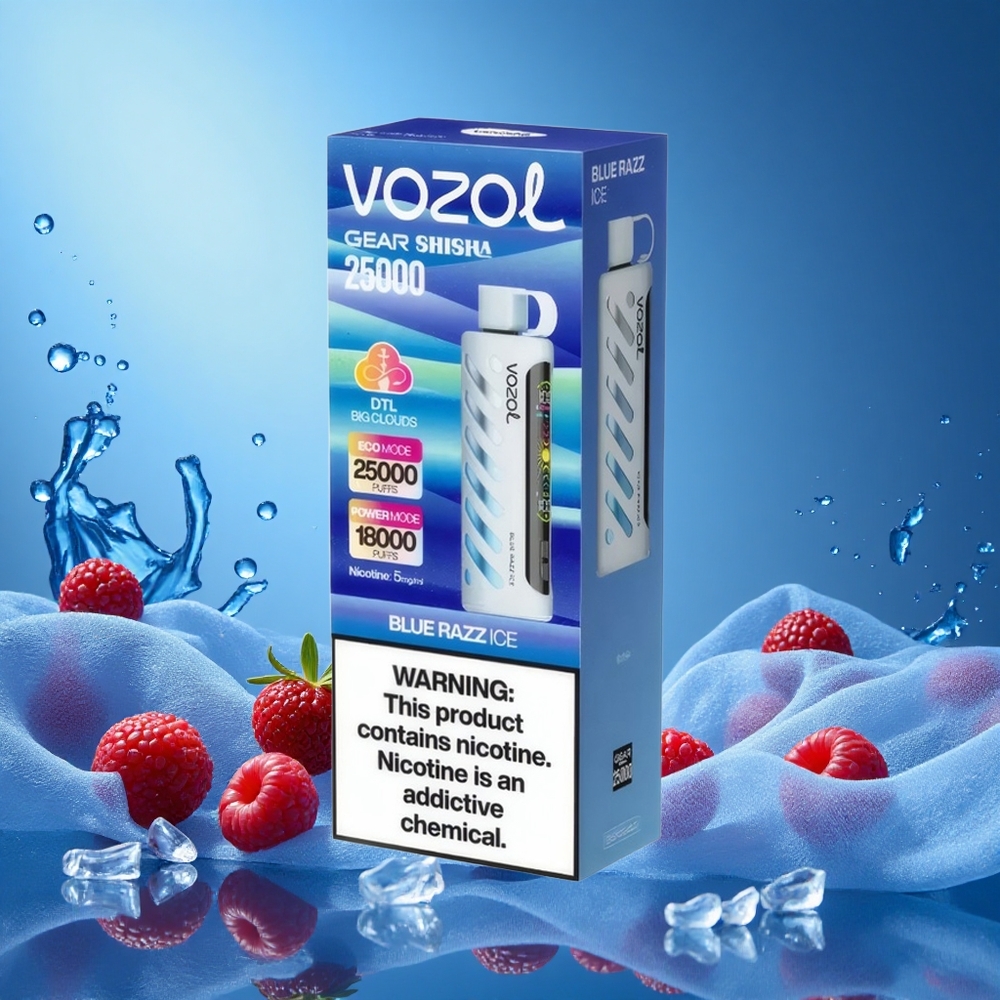 VOZOL Gear 25000 Puffs Blue Razz Ice Dual Mesh Dual Modes 1000mAh 5mg/ml S.i.L.C Tech 30 Flavors grossiste puff