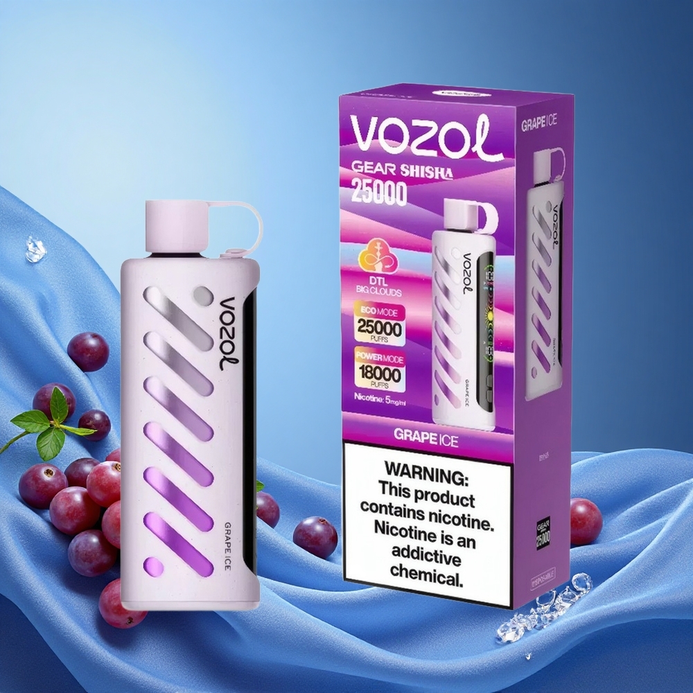VOZOL Gear 25000 Puffs Grape Ice Disposable Vape with Dual Mesh Modes 1000mAh Battery 5mg Nicotine S.i.L.C Tech 30 Flavors grossiste puff