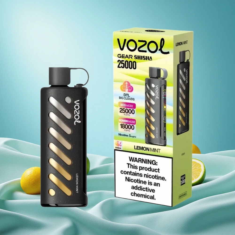VOZOL Gear 25000 Puffs Lemon Mint Disposable Vape with S.i.L.C Tech & Dual Mesh Modes 1000mAh 5mg grossiste puff