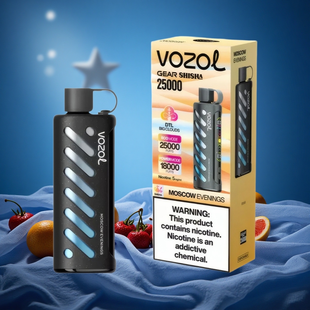 VOZOL Gear 25000 Puffs Shisha Moscow Evenings 30 Flavors Dual Mesh S.i.L.C Tech 1000mAh 5mg/ml grossiste puff
