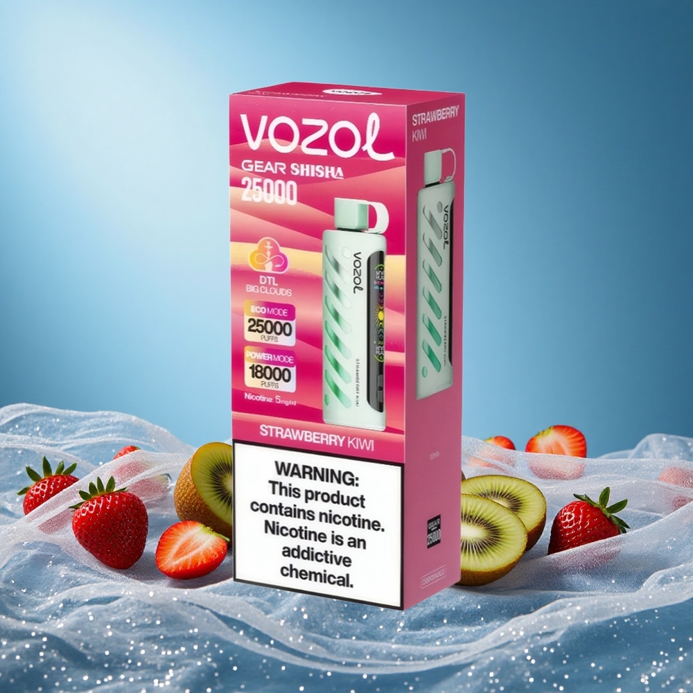 VOZOL Gear 25000 Puffs Strawberry Kiwi Disposable Vape with 30 Flavors, 1000mAh Battery, 5mg Nicotine, S.i.L.C Tech, grossiste puff