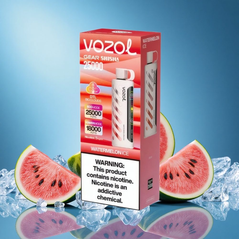 VOZOL Gear 25000 Puffs Watermelon Ice Disposable Vape with Dual Mesh Modes 1000mAh Battery grossiste puff