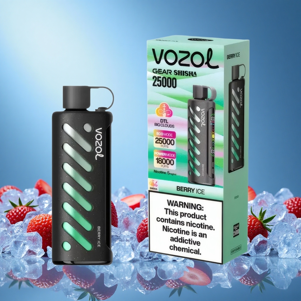 VOZOL Gear Shisha 25000 Puffs Berry Ice Disposable Vape with Dual Mesh Dual Modes 1000mAh Battery 5mg/ml Nicotine grossiste puff