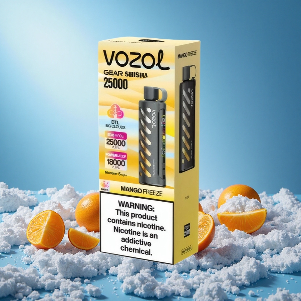 VOZOL Gear Shisha 25000 Puffs Mango Freeze 30 Flavors Dual Mesh 1000mAh 5mg grossiste puff